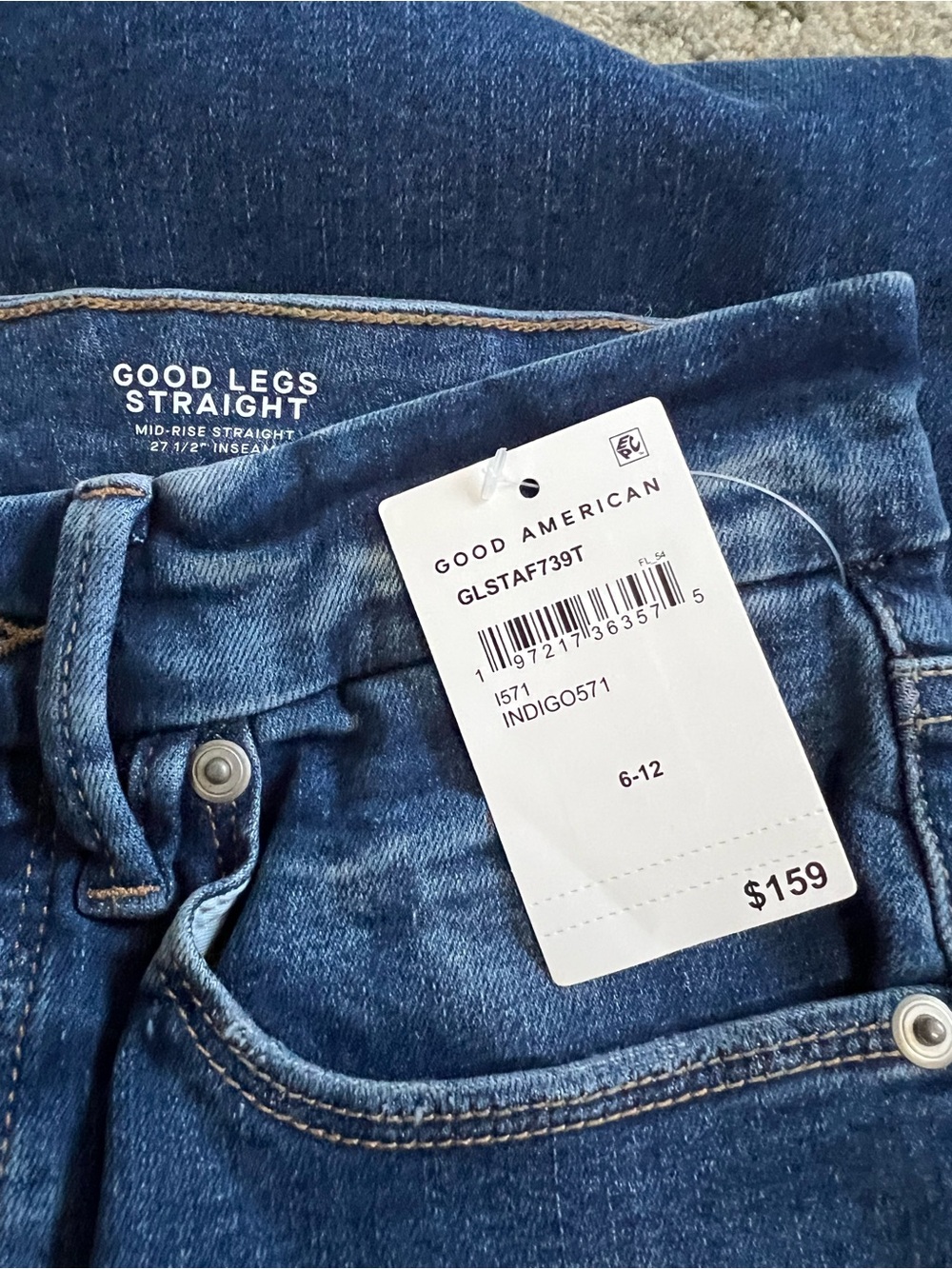 Good American Women's Straight Leg Jeans - Dark Blue Denim - Picture 2 of 3